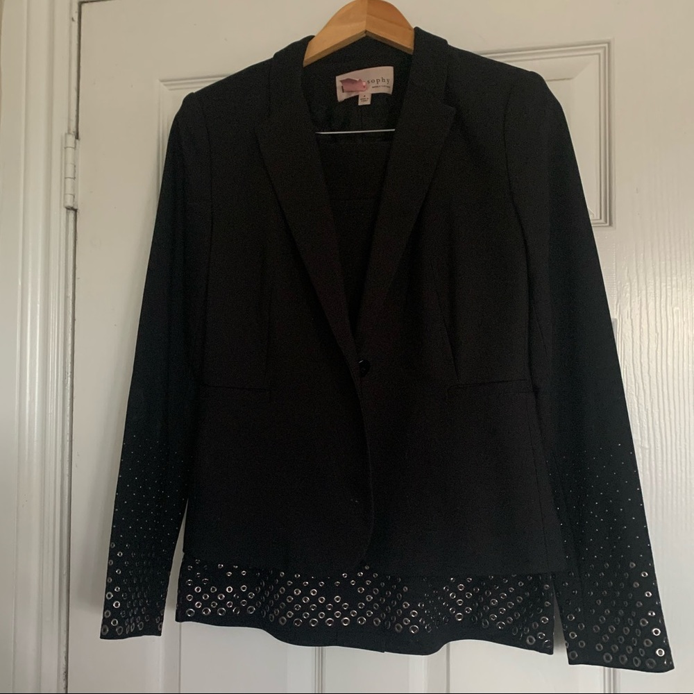Philosophy two piece skirt suit with studs